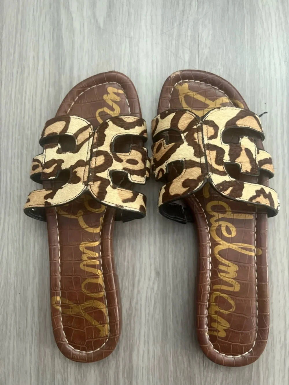 Sam Edelman Leopard Haircalf H Slide Sandals Women’s Size 6 Brown Animal Print